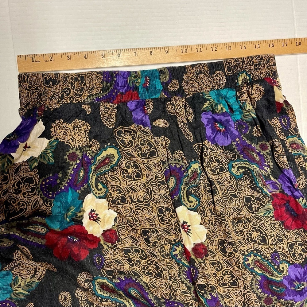 Vintage Modiano Women’s Floral Paisley Black Skirt Boho Rayon Sz 18 Made in USA - Picture 9 of 10